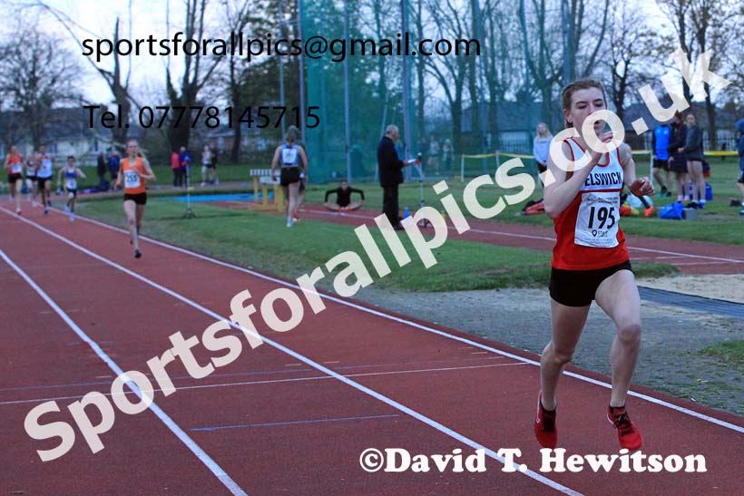 1500 metres, 2022 NEGP No. 1,  Monkton Stadium, April 20th, on a very cold night. Photo: David T. Hewitson/Sports for All Pics